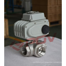3way thread T-type stainless steel 24vac electric ball valve